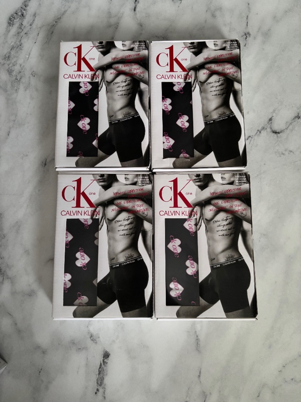 Calvin Klein CK One Black Heart Boxer Brief Underwear NB2226 471 Lot of 4 - M